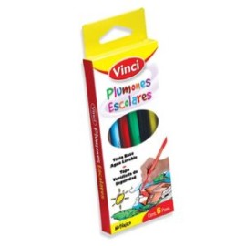 Plumones escolares tinta lavable c/ 6 piezas