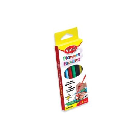 Plumones escolares tinta lavable c/ 6 piezas