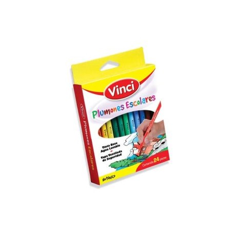 Plumones escolares tinta lavable c/24 piezas