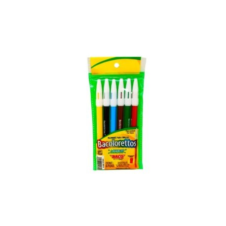 Plumones para dibujo Bacolorettos lavables c/ 6 piezas