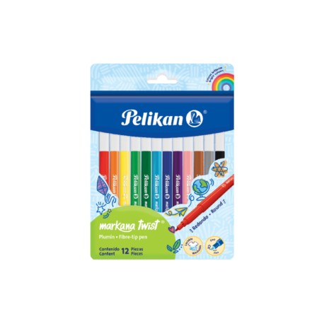 Plumones redondos Markana twist c/12 pzas