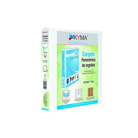 Carpeta panorámica de vinil blanca 1 pulgada argolla O Kyma