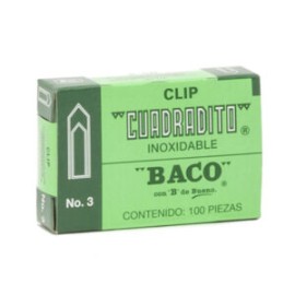 Clip cuadradito no. 3 c/100 piezas