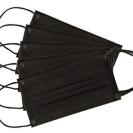 Cubrebocas tricapa, termosellado color negro, pieza