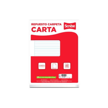 Hoja de repuesto para carpeta c/100 piezas