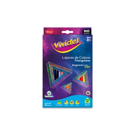 Lápices de colores triangulares Vividel c/ 36 pzas