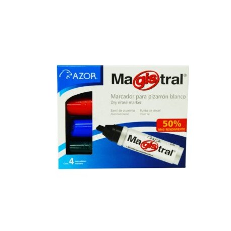 Marcador Magistral para pizarrón de aluminio c/ 4 piezas colores surtidos