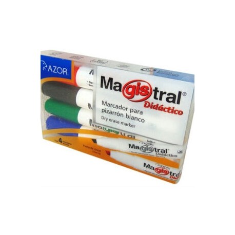 Marcador Magistral para pizarrón didáctico c/4 pzas